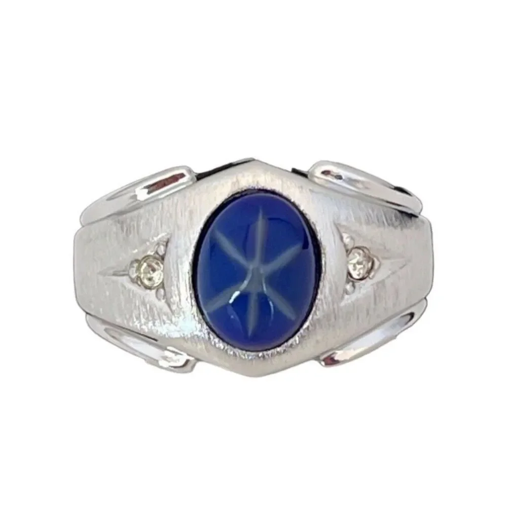 Vintage 1960s Ring Size 8 Uncas Star Sapphire Mid Century Gold Plated - 14Q
